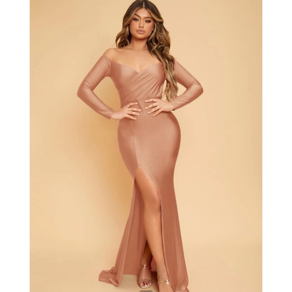Solid off shoulder Thigh dress
